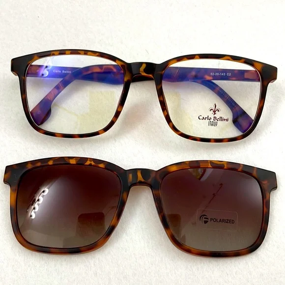 NWT Carlo Bellini Italy Glasses Carlo Bellini 7326 Buffalo Horn Titanium Rectangular  main image 4